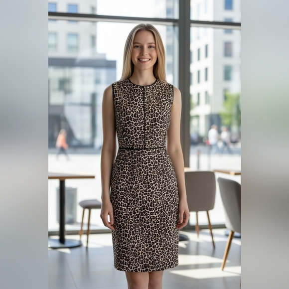 J. Crew Dresses & Skirts - J. CREW Sheath dress leopard bi stretch cotton sz 4